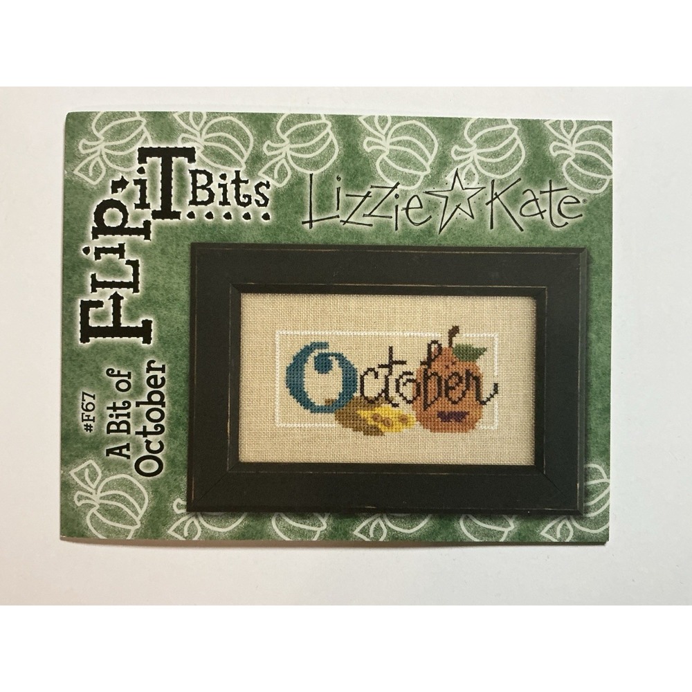 Lizzie Kate Flip It Bits OCTOBER Counted X Stitch Pattern Button Charm Thread